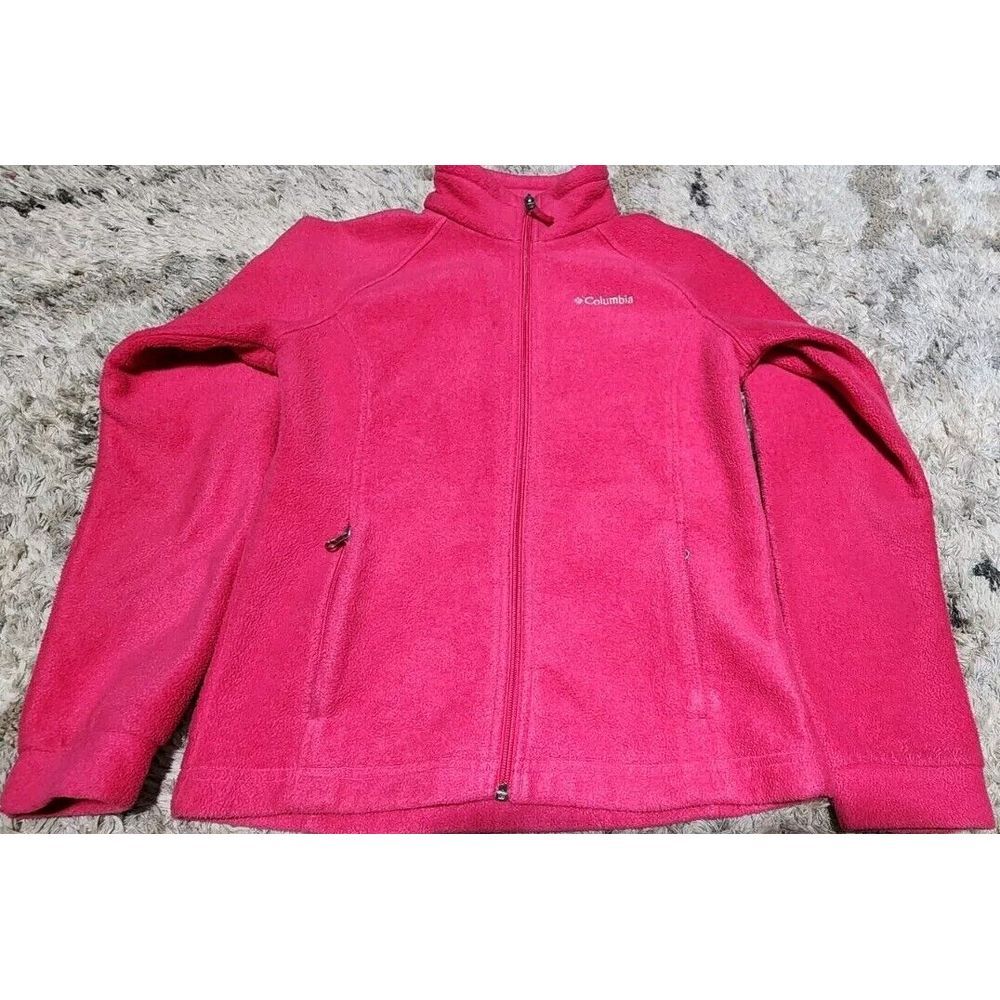 Columbia Girls Warm Fleece LS Full Zip Solid Pink Sweater Jacket Youth‎ Medium
